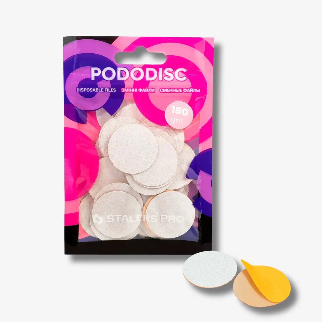 White disposable refill pads (80-320 grit) for PODODISC STALEKS PRO L – 50 pcs for smooth and effective pedicure treatment.