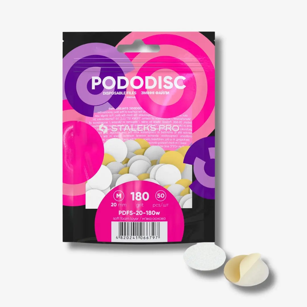 Soft foam-layered disposable refill pads (80-320 grit) for PODODISC STALEKS PRO M – 50 pcs for professional and at-home pedicure.