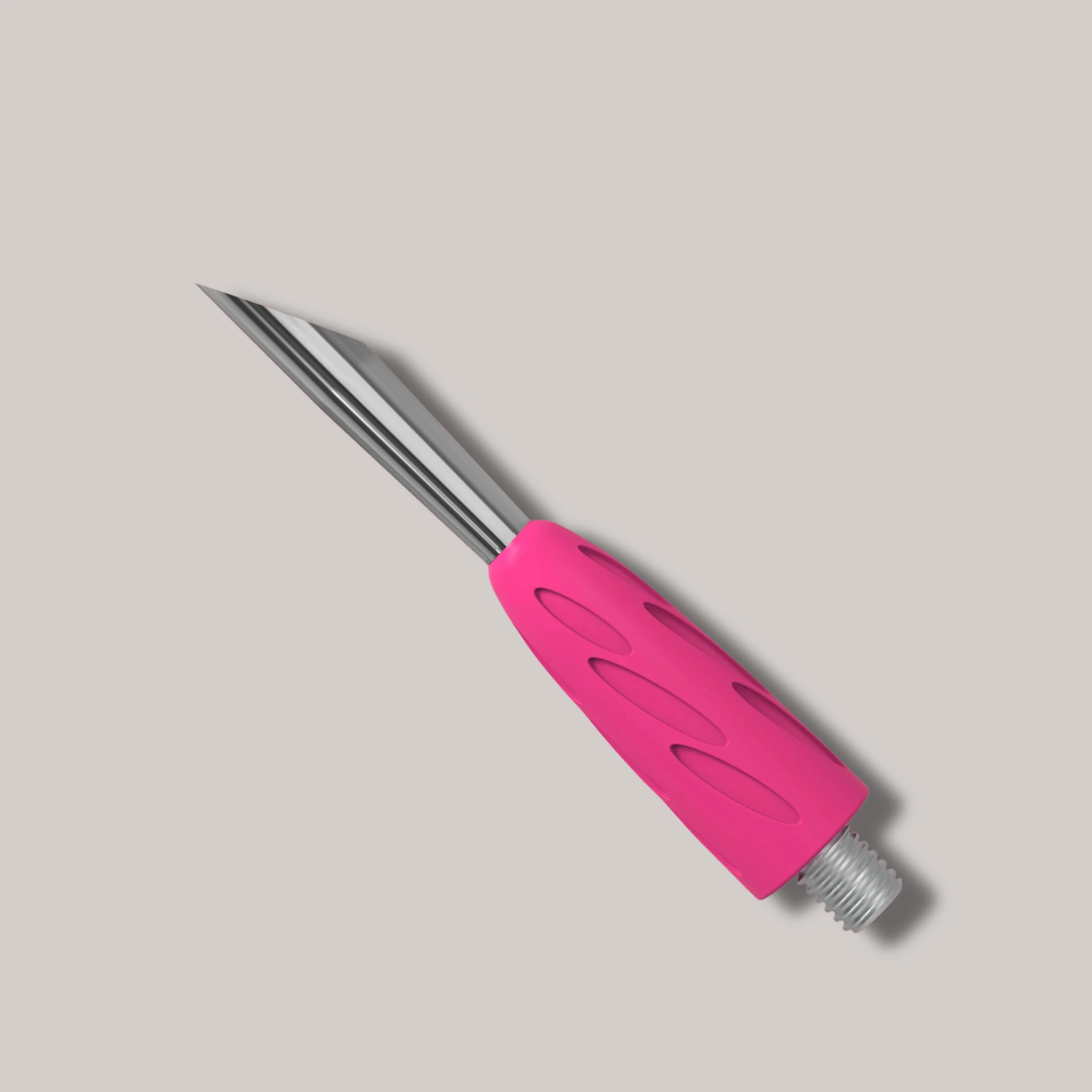 Combo UNIQ 12 Beveled Pusher – professional cuticle lifter and gel polish remover, compatible with Handle for Pusher Combo UNIQ 10 and Black Handle for Pusher Combo UNIQ 10b, made of stainless steel and featuring a hypoallergenic silicone grip.