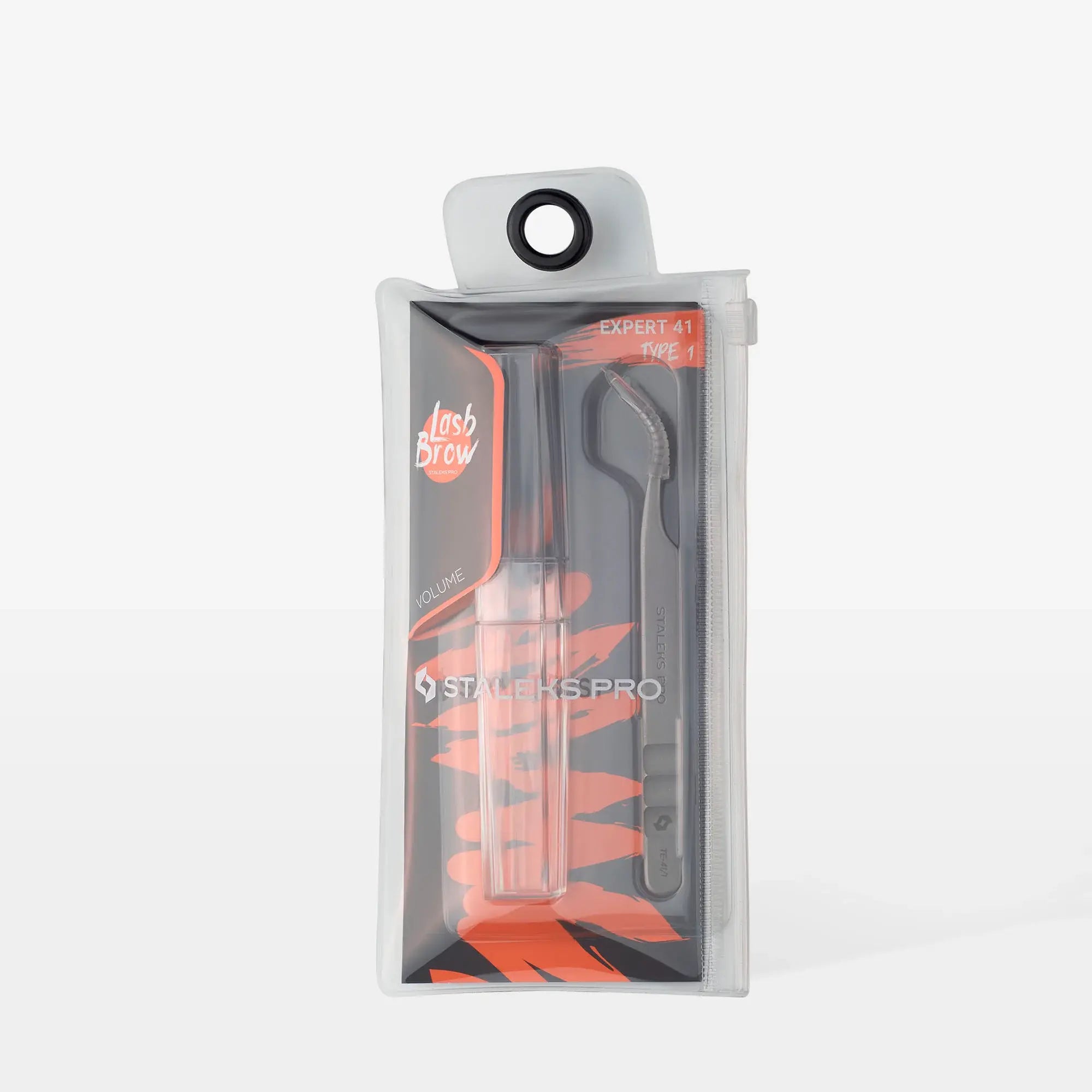 EXPERT 41 TYPE 1 professional eyelash tweezers – curved precision tool for volume and classic eyelash extensions. Stainless steel with a satin matte finish.