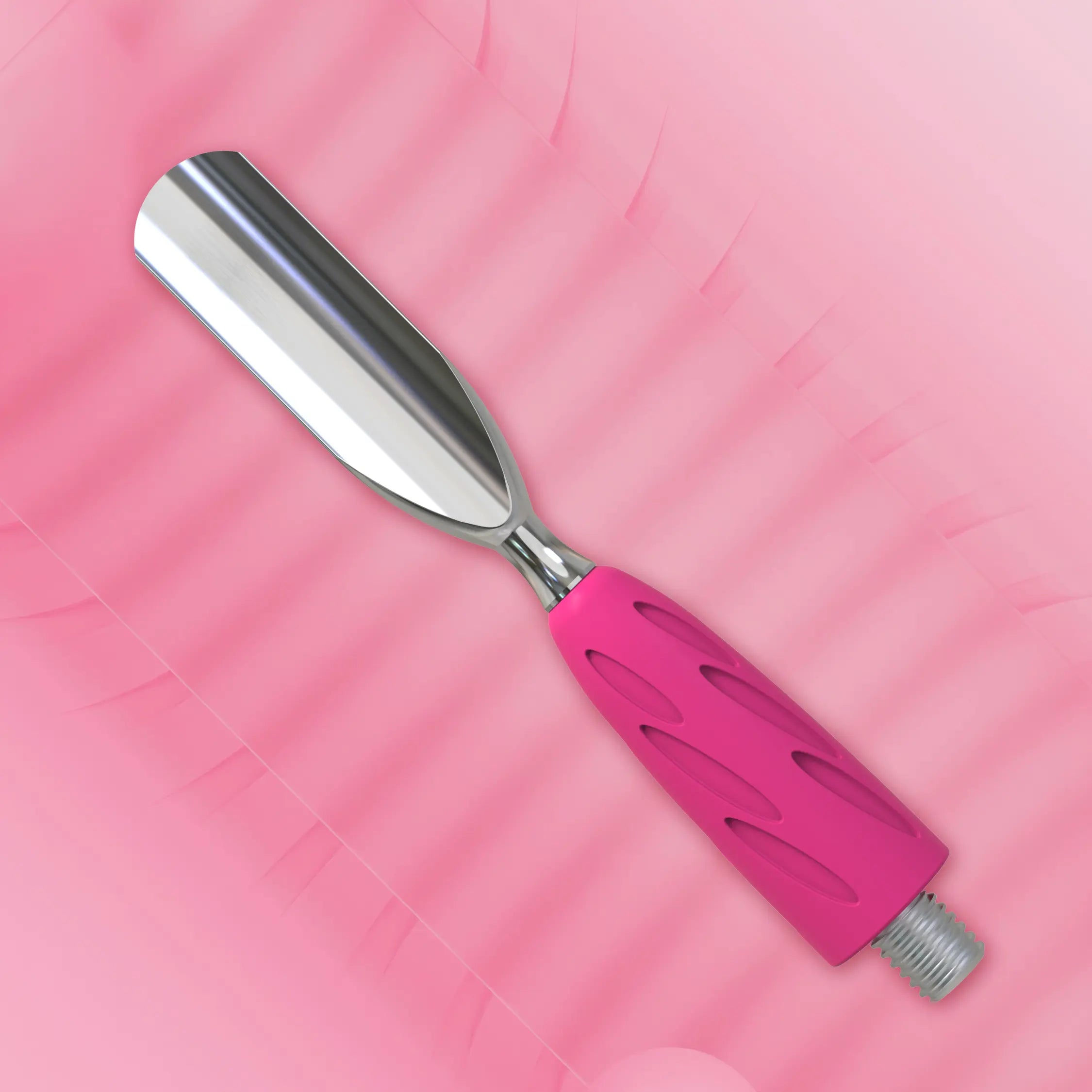 Combo UNIQ 17 Rounded Wide Pusher – stainless steel cuticle pusher with an ergonomic, hypoallergenic grip.