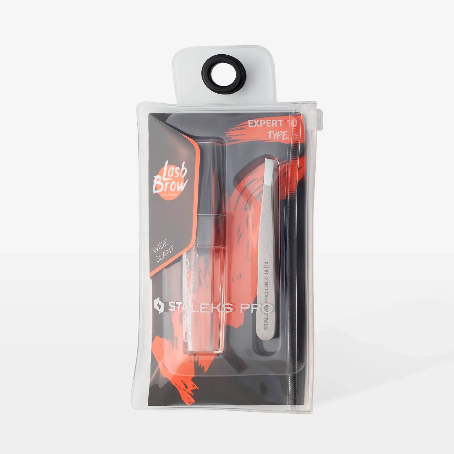 EXPERT 10 TYPE 3 professional eyebrow tweezers – wide beveled edges for precise shaping. Stainless steel with a satin matte finish.
