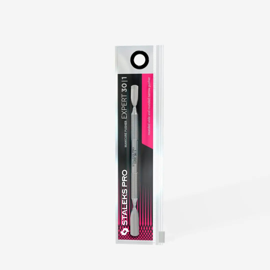 Staleks EXPERT 30 TYPE 1 · double-ended cuticle pusher with wide and narrow rounded tips for manicure and pedicure.
