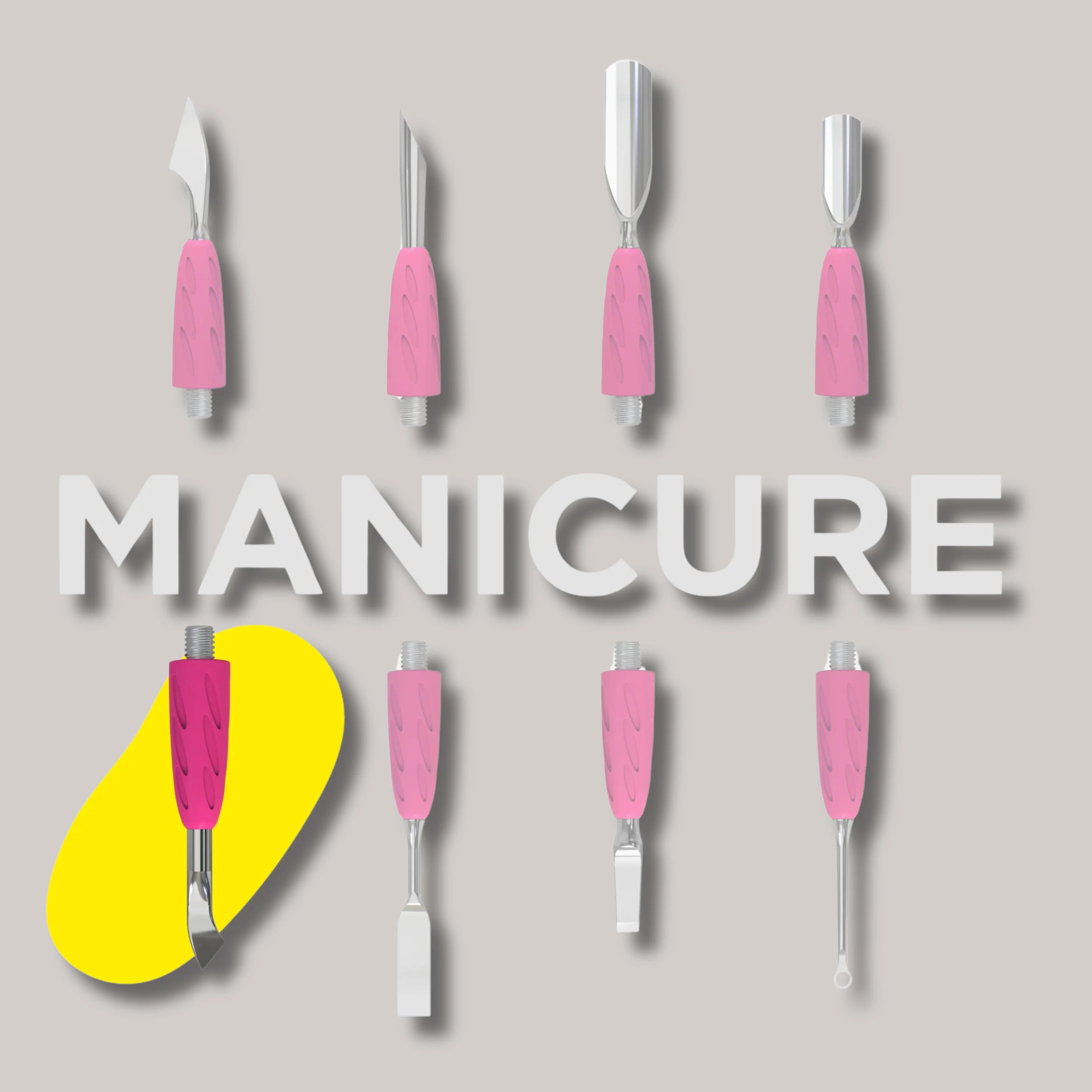 Combo UNIQ 14 Bent Blade – professional cuticle lifter with stainless steel and a hypoallergenic grip.