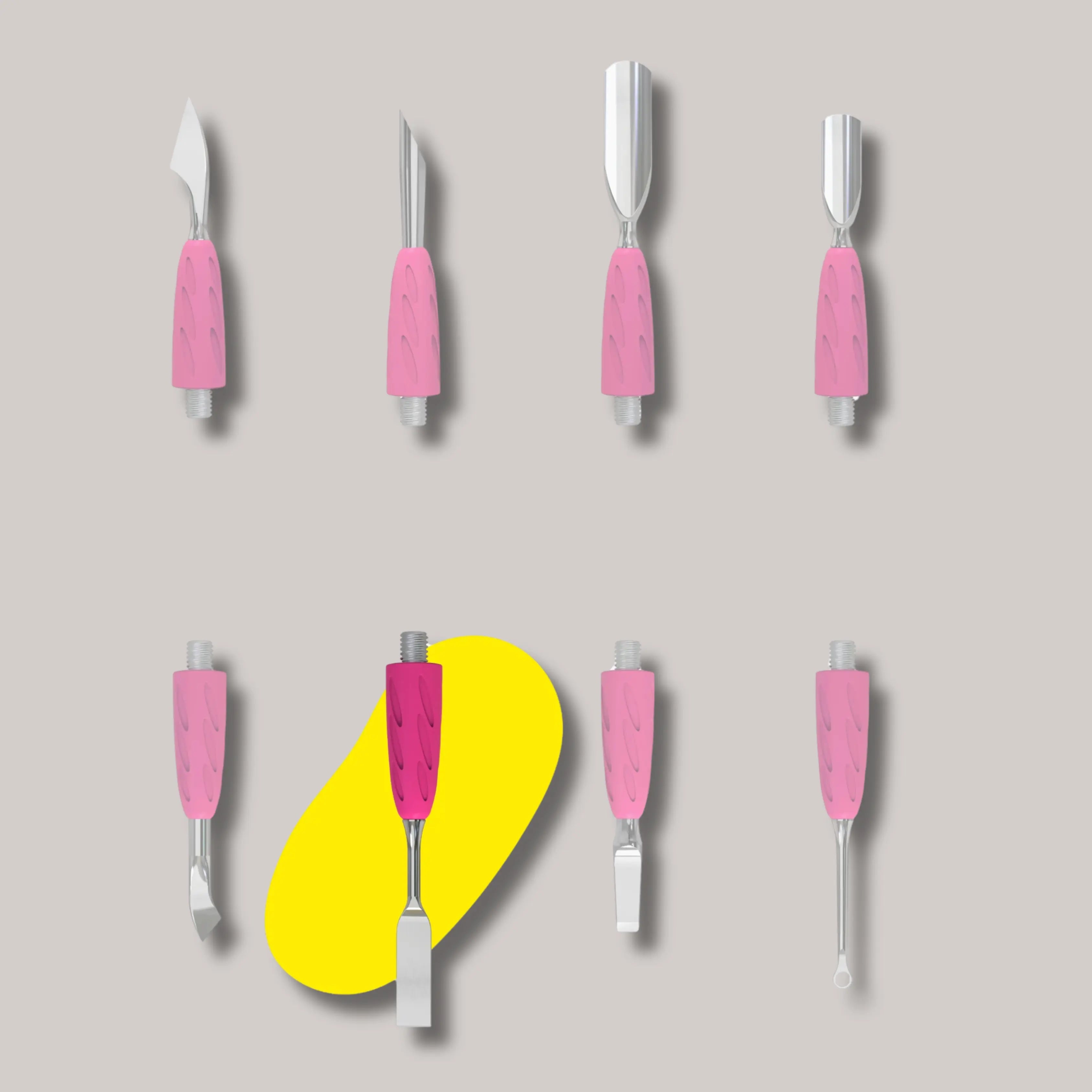 Combo UNIQ 18 Straight Flat Pusher – stainless steel cuticle pusher with a secure silicone grip for precision work.