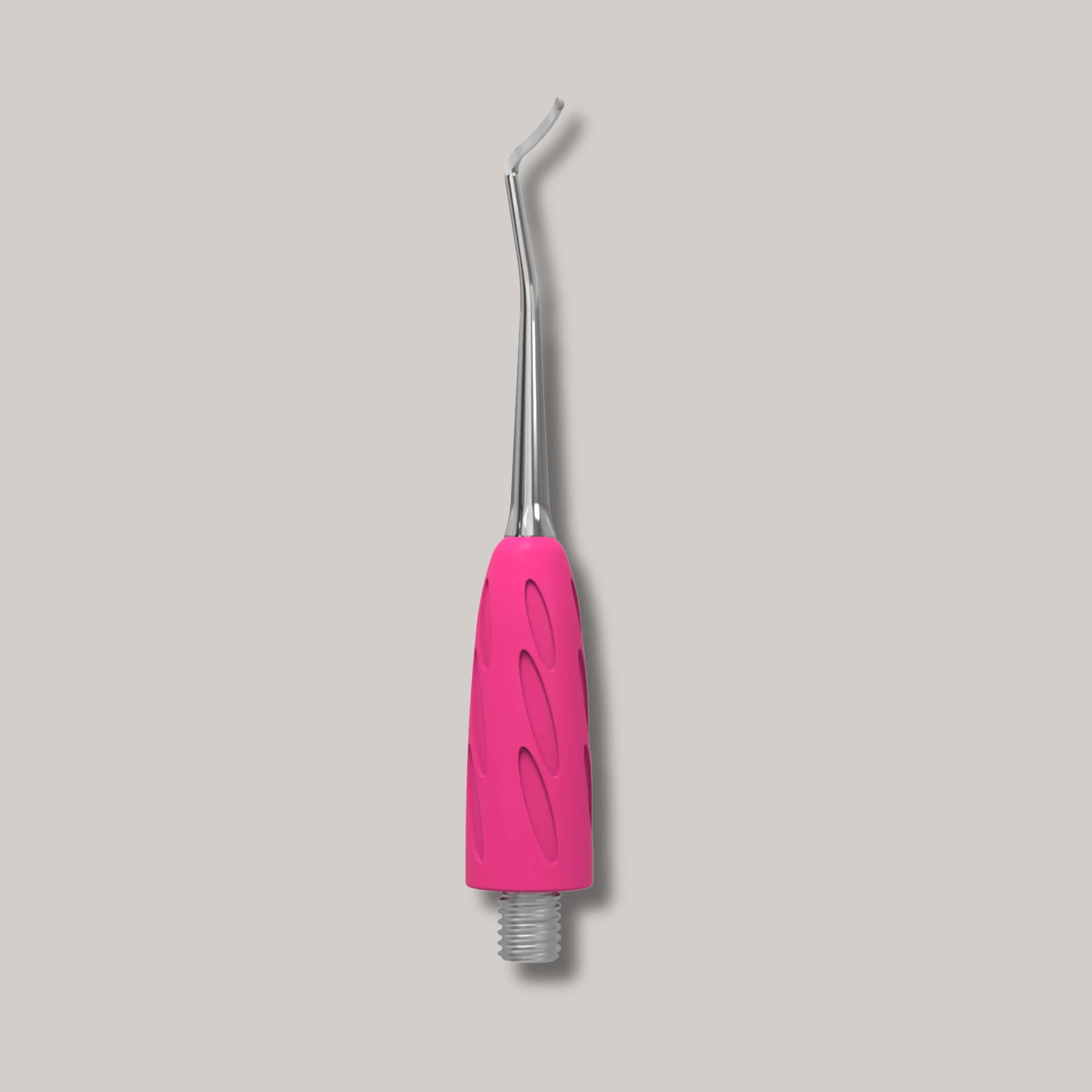 Combo UNIQ 31 Curette (Bend to the Left) – stainless steel pedicure tool for ingrown nails and callus removal with a secure silicone grip.