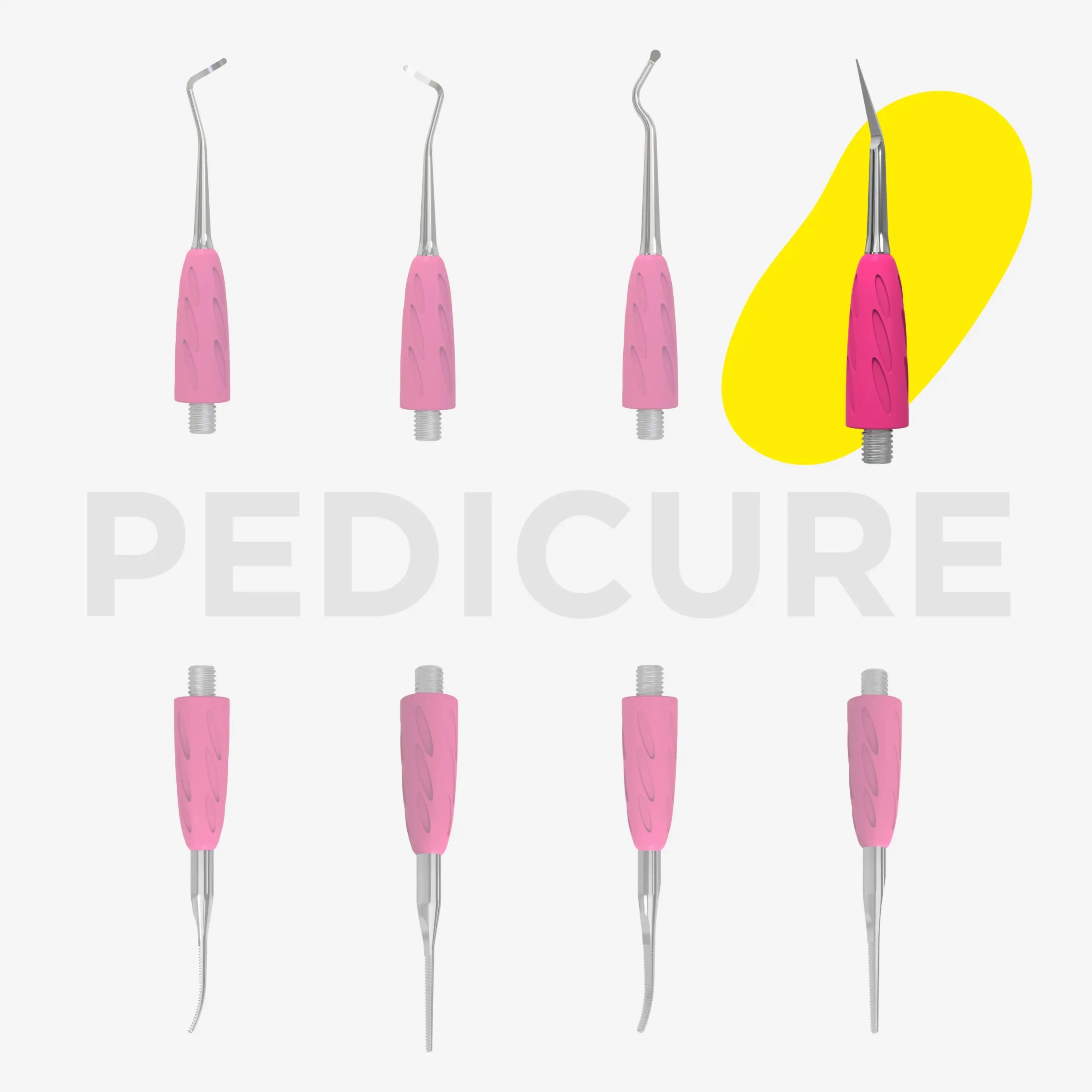 Combo UNIQ 34 Toenail Cleaner – stainless steel pedicure tool for cleaning under toenails and periungual space with an ergonomic silicone grip.