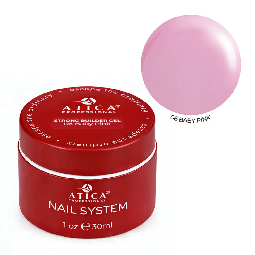 Atica Strong Cover Gel – Baby Pink 30ml – Builder Gel with Fiberglass