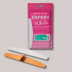 Disposable White Files For Crescent Nail File EXPERT 42, 100 grit, 50 pcs, ideal for shaping and extending artificial nails with a reliable adhesive base.

