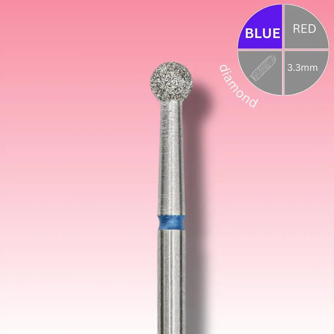 Afilara Diamond Nail Drill Bit – “Ball” – Blue 3.3mm professional nail care tool stainless steel diamond coating
