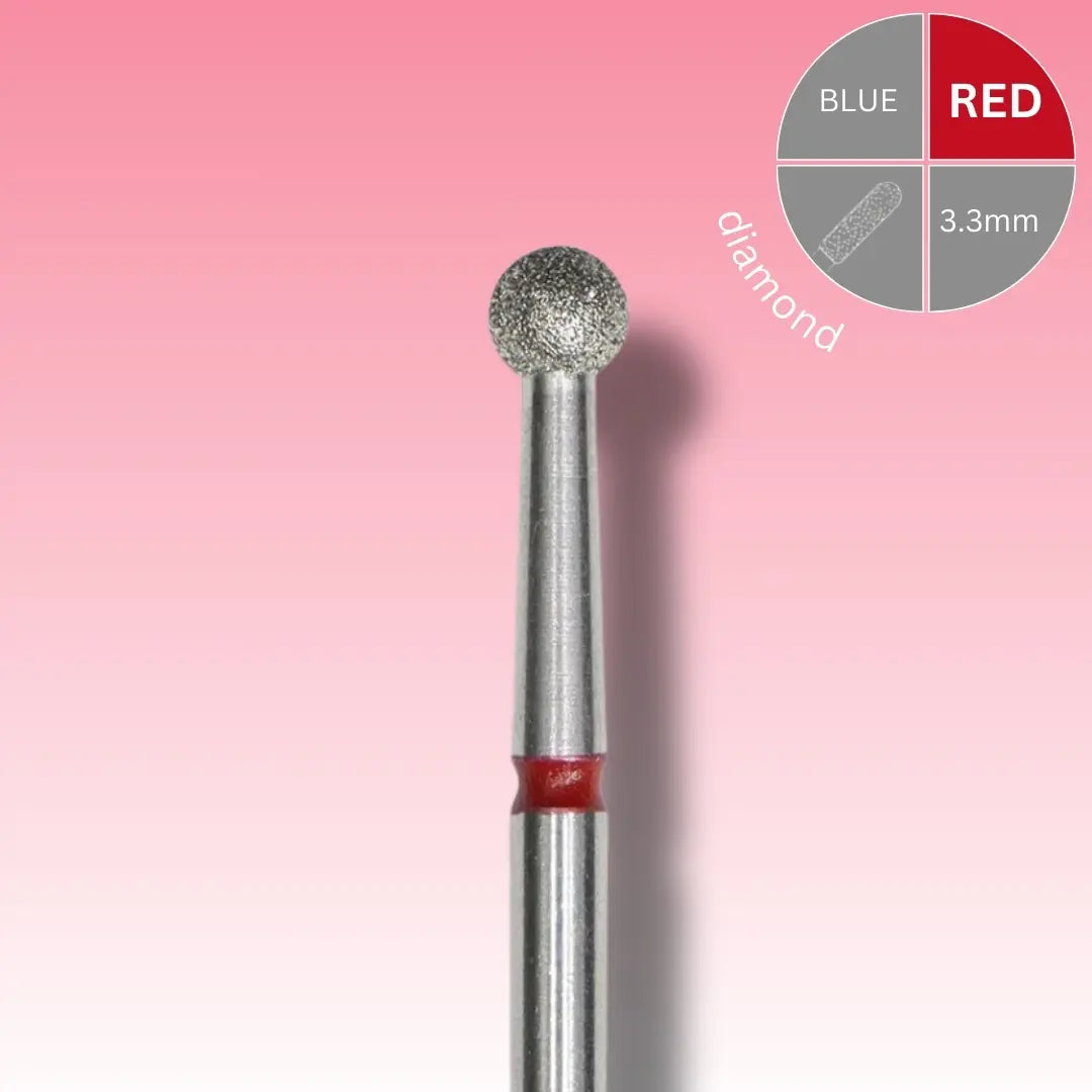 Afilara Diamond Nail Drill Bit – “Ball” – Red 3.3mm professional nail care stainless steel diamond coating