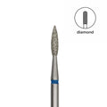 Medium blue abrasiveness diamond dust coating on 1.8mm pointed flame head closeup
