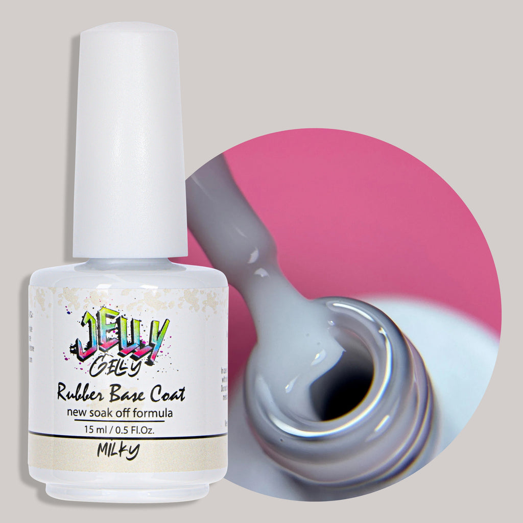 Jelly Gelly Rubber Base Coat Bottle
"Jelly Gelly Rubber Base Coat Milky 15ml – Perfect Base for a Natural and Flawless Gel Manicure"