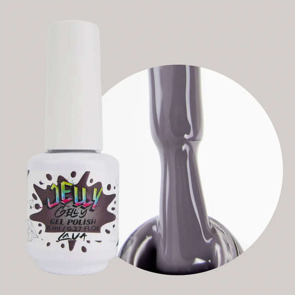 Jelly Gelly Gel Nail Polish in Lava – elegant molten-grey gel polish bottle, 8ml