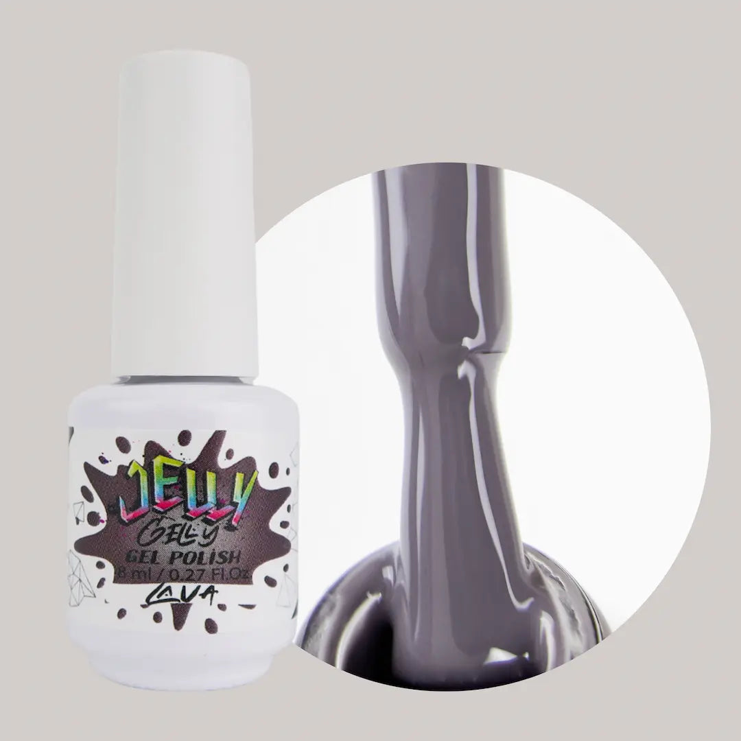 Jelly Gelly Gel Nail Polish in Lava – elegant molten-grey gel polish bottle, 8ml