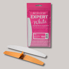 Disposable White Files For Crescent Nail File EXPERT 42, 150 grit, 50 pcs, designed for final shaping and smoothing of artificial nails with a reliable adhesive base.

