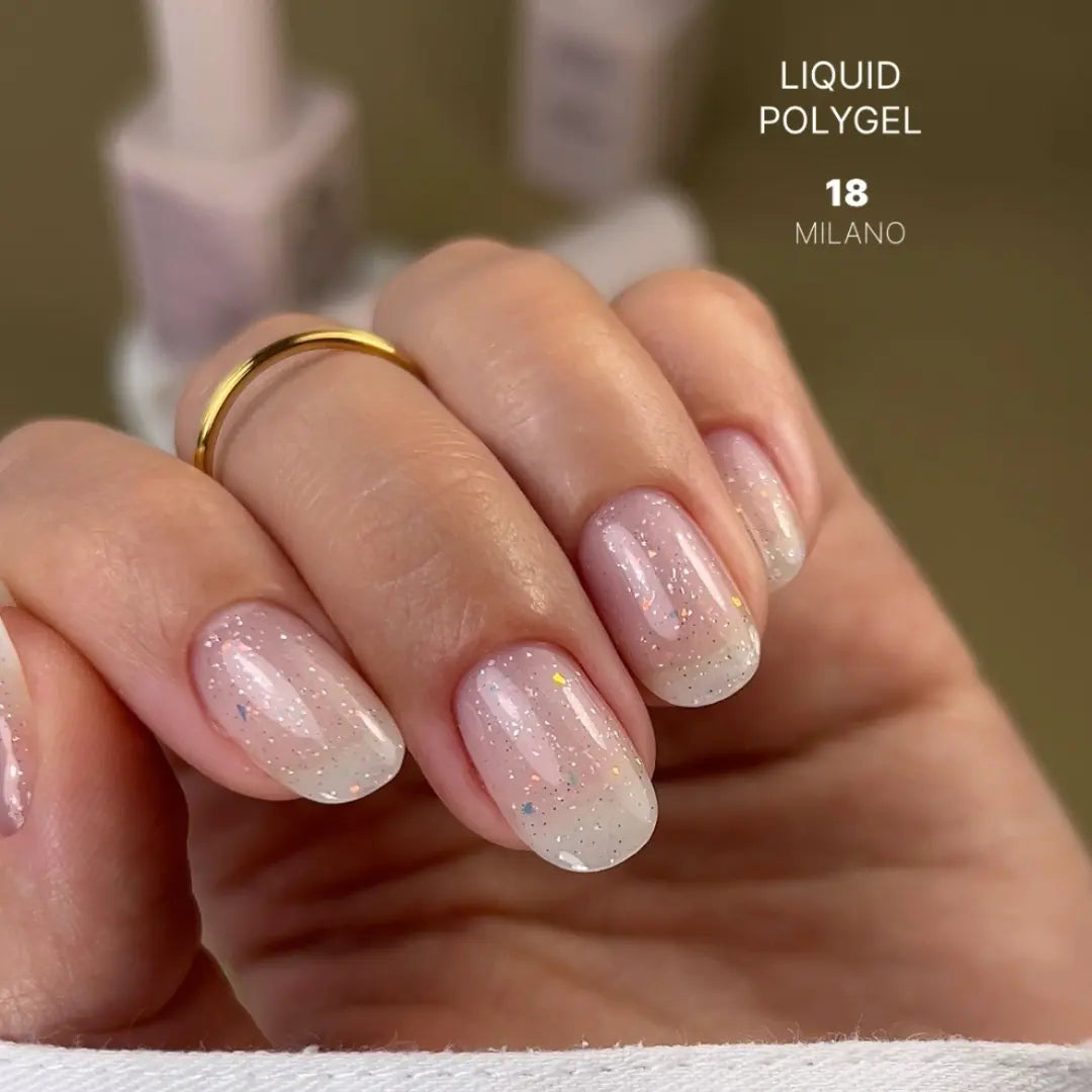 Atica Liquid Polygel MILANO 18 – White Silver Shimmer Polygel 15ml