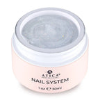 Jar of Atica Professional nail system gel on a white background