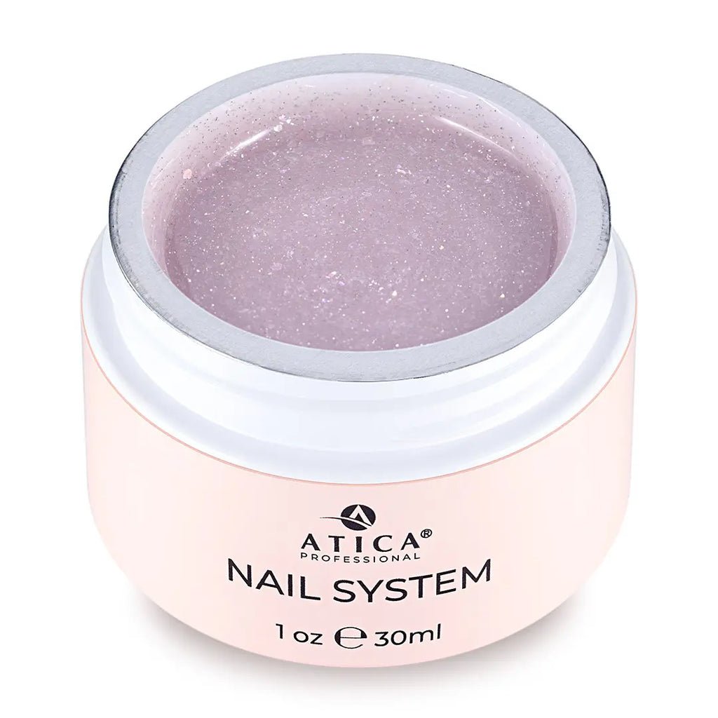 Pink gel in a jar with Atica Professional branding on a white background
