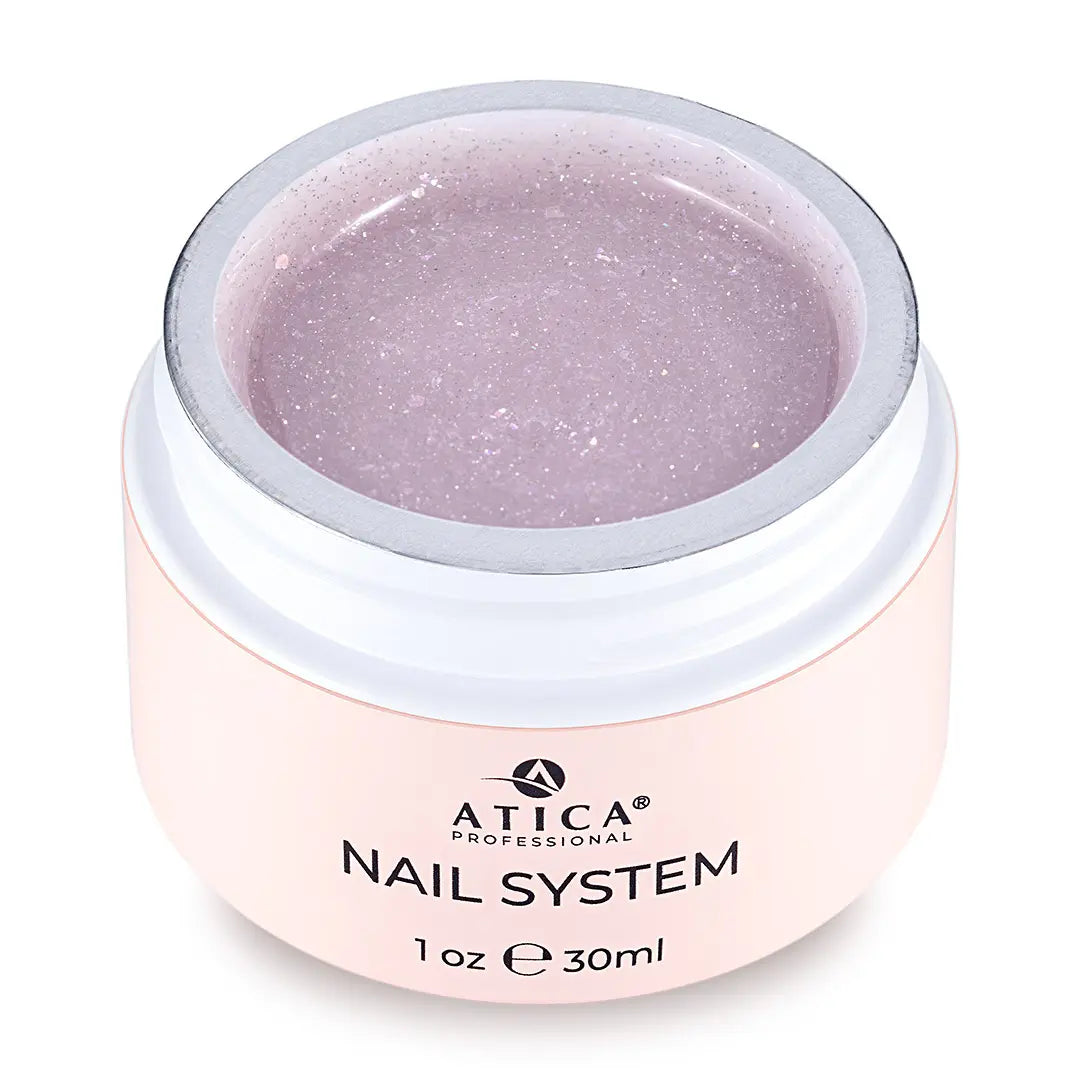 Pink gel in a jar with Atica Professional branding on a white background