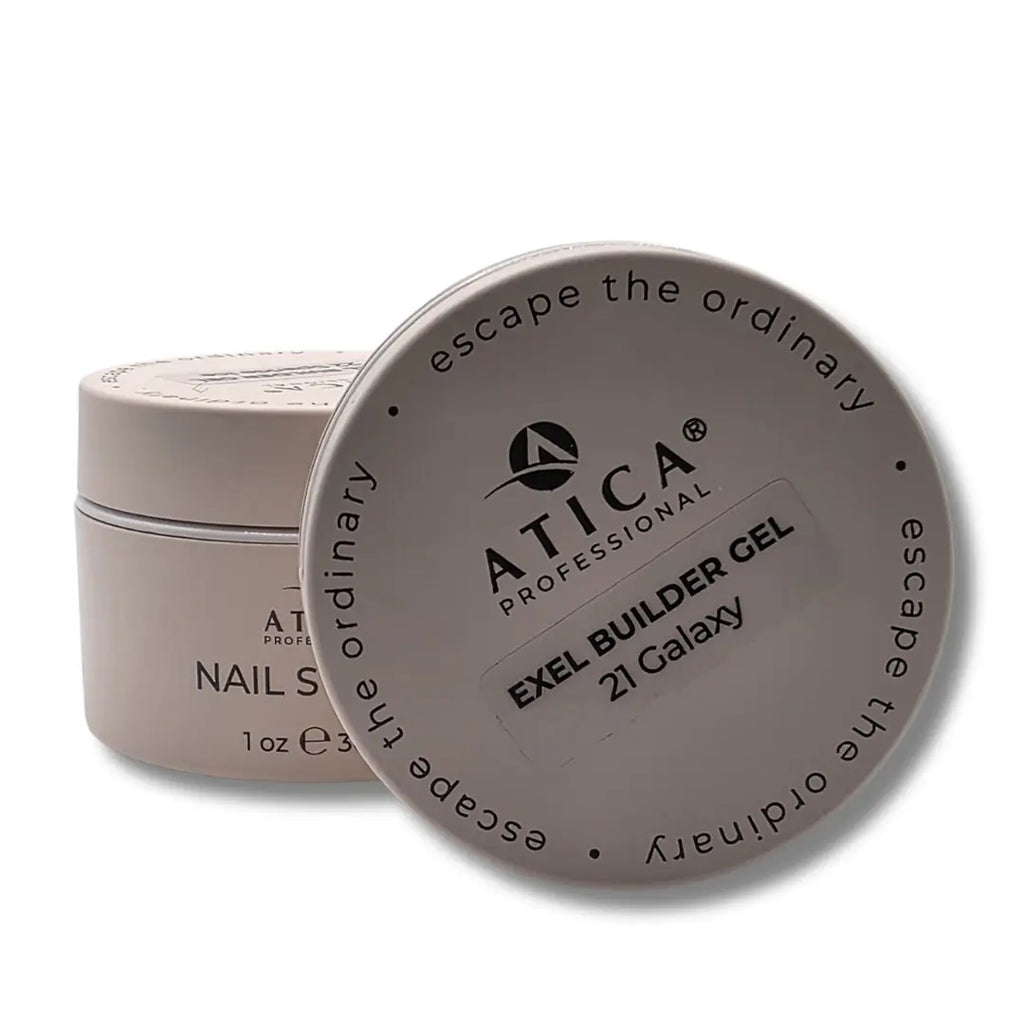 Atica Professional Excel Builder Gel container with lid on a white background