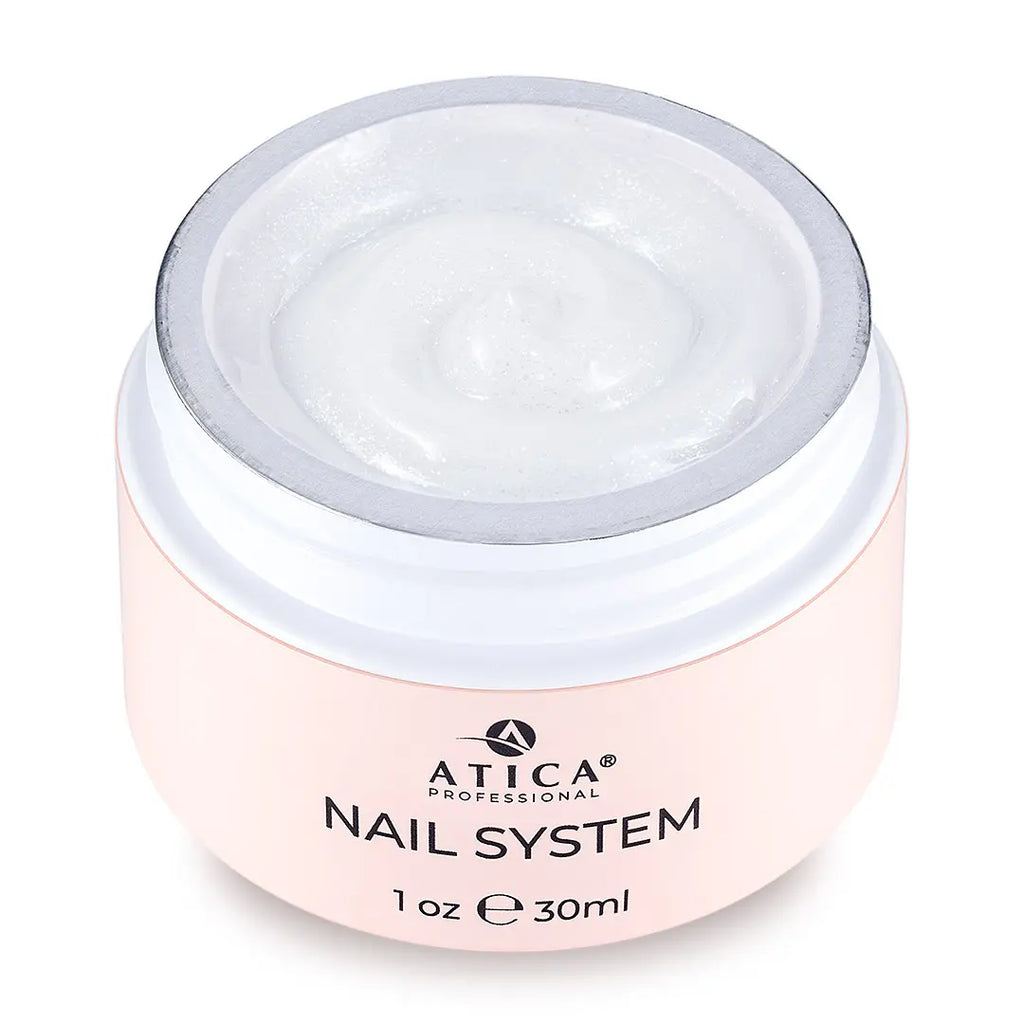 Jar of Atica Professional Nail System on a white background
