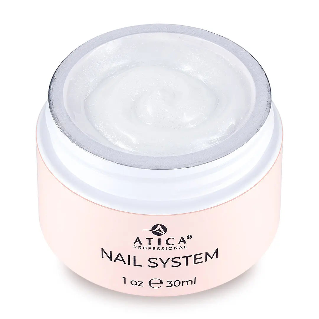 Jar of Atica Professional Nail System on a white background