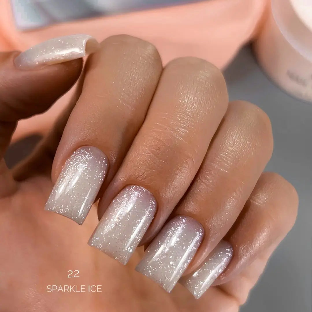 Sparkle Ice with glittery finish on a neutral background