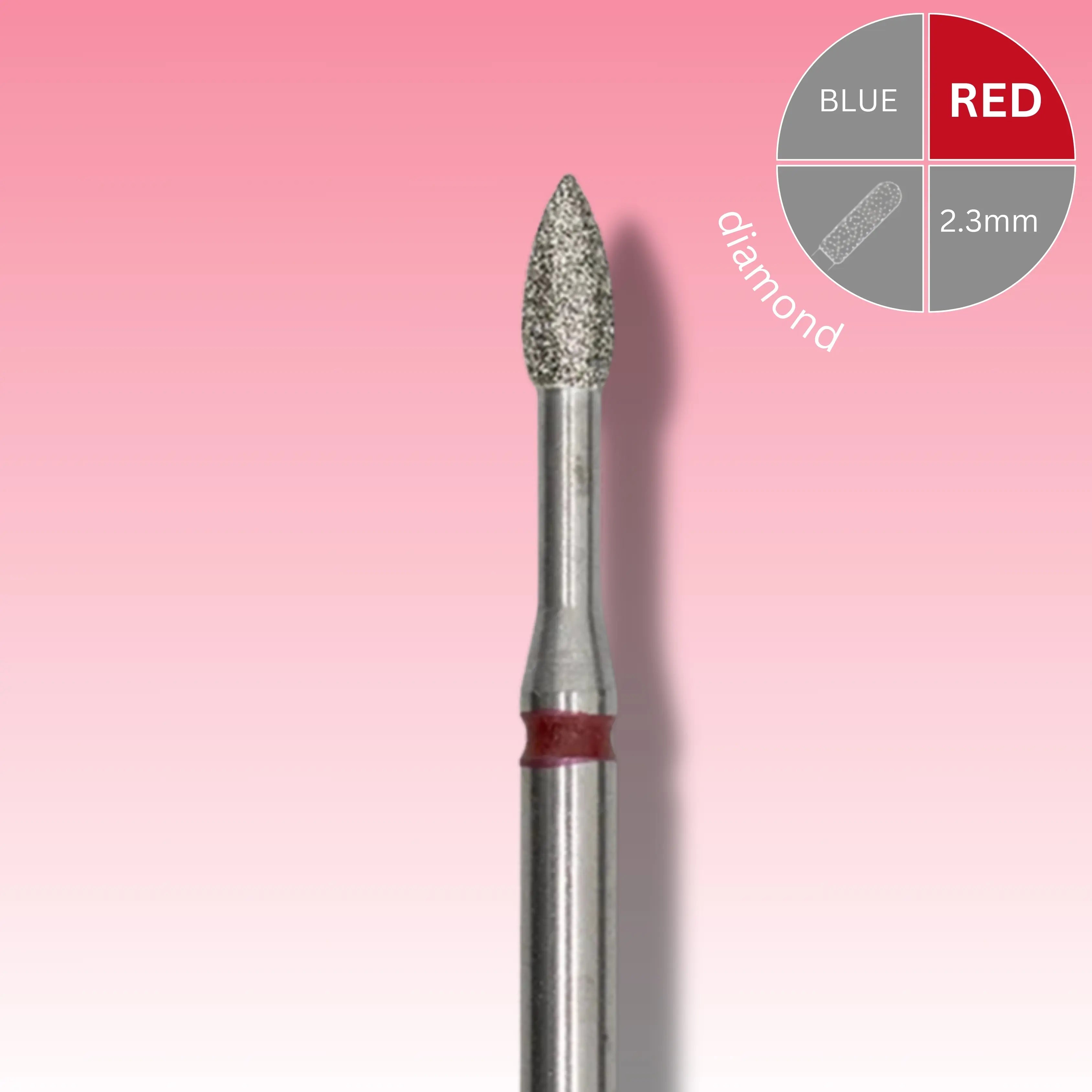 Afilara Diamond Nail Drill Bit - Bullet - Red 2.3mm.