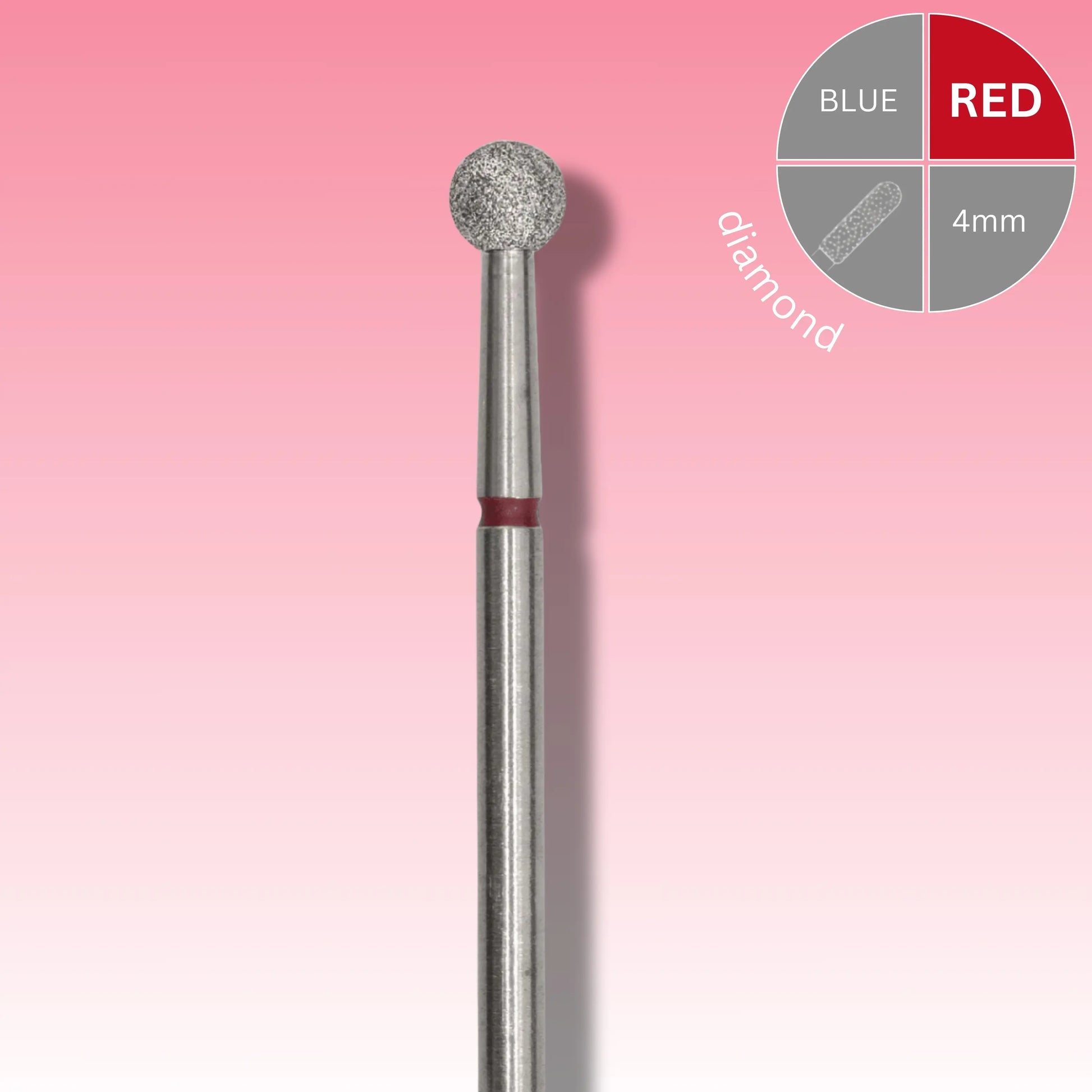 Afilara Diamond Nail Drill Bit - "Ball" - Red 4mm.