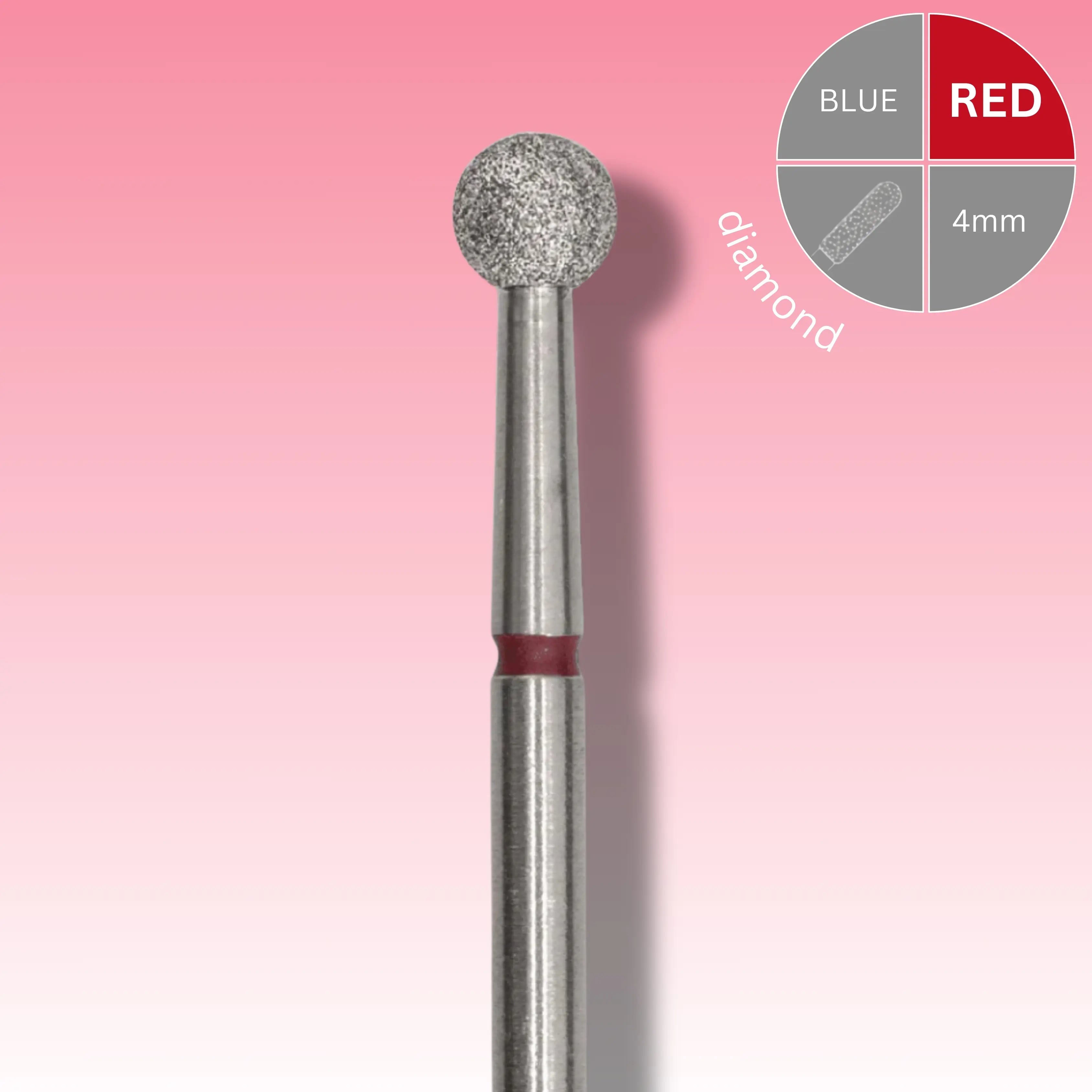 Afilara Diamond Nail Drill Bit - "Ball" - Red 4mm.