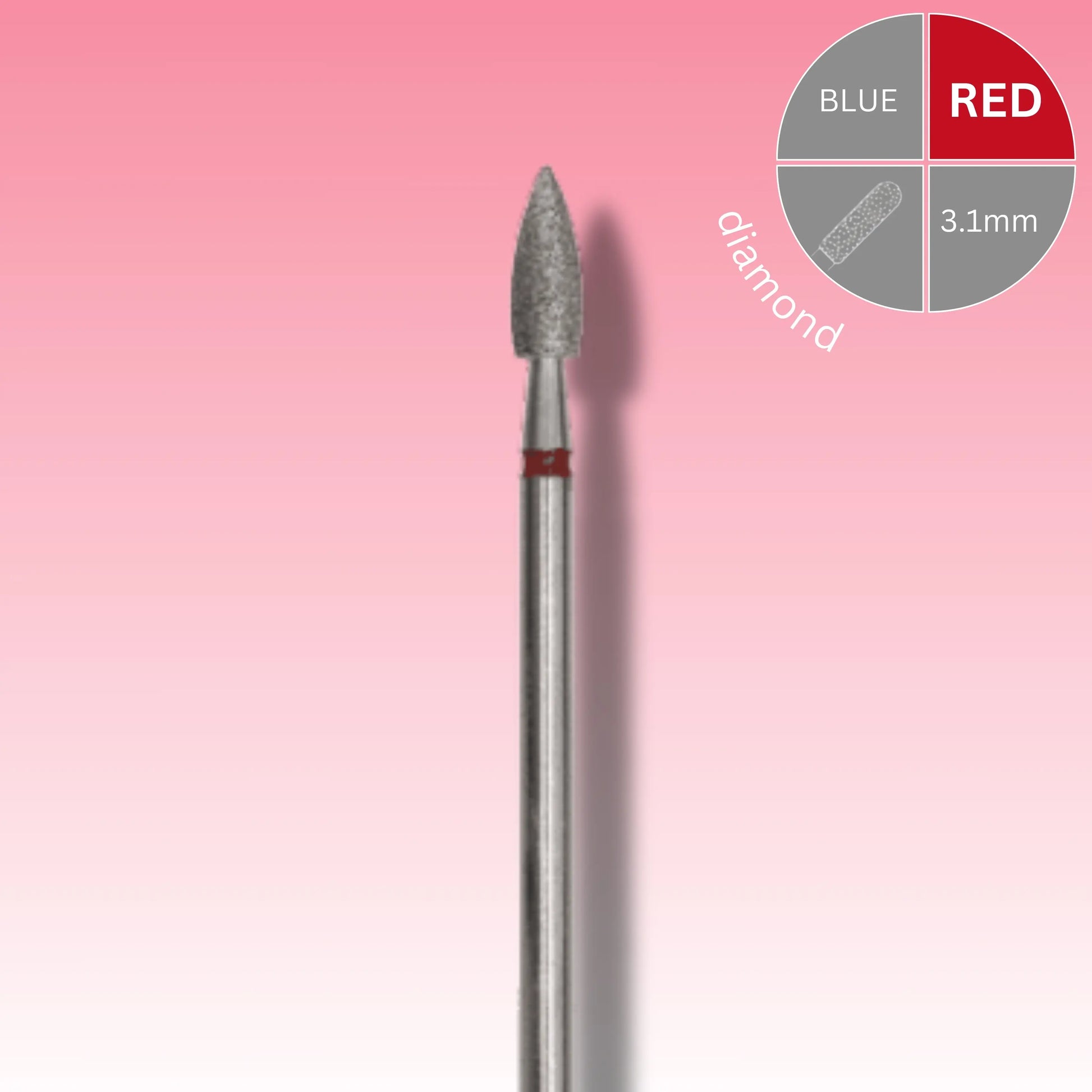 Afilara Diamond Nail Drill Bit - Bullet - Red 3.1mm.