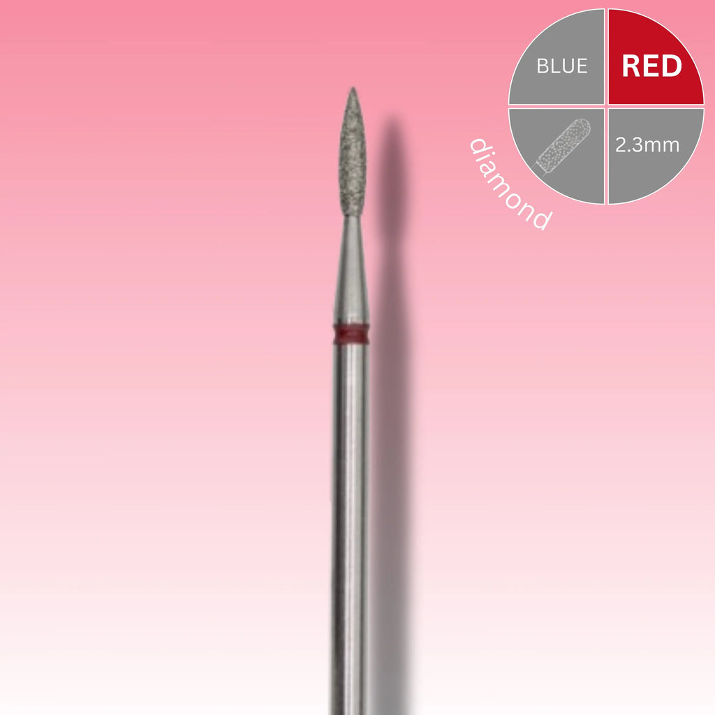 Afilara Diamond Nail Drill Bit - Pointed Flame - Red 2.3mm.