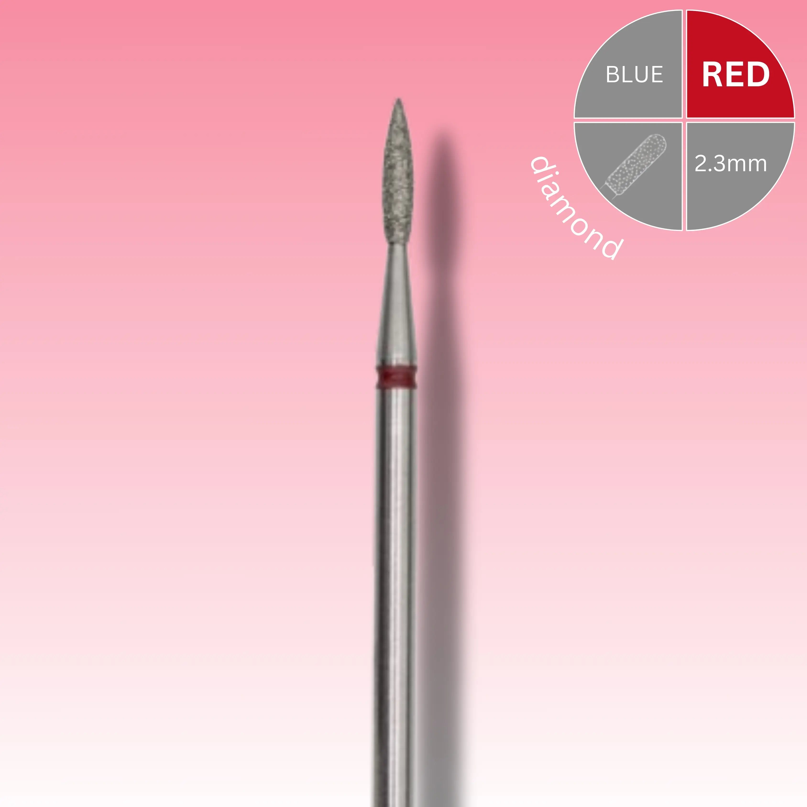 Afilara Diamond Nail Drill Bit - Pointed Flame - Red 2.3mm.