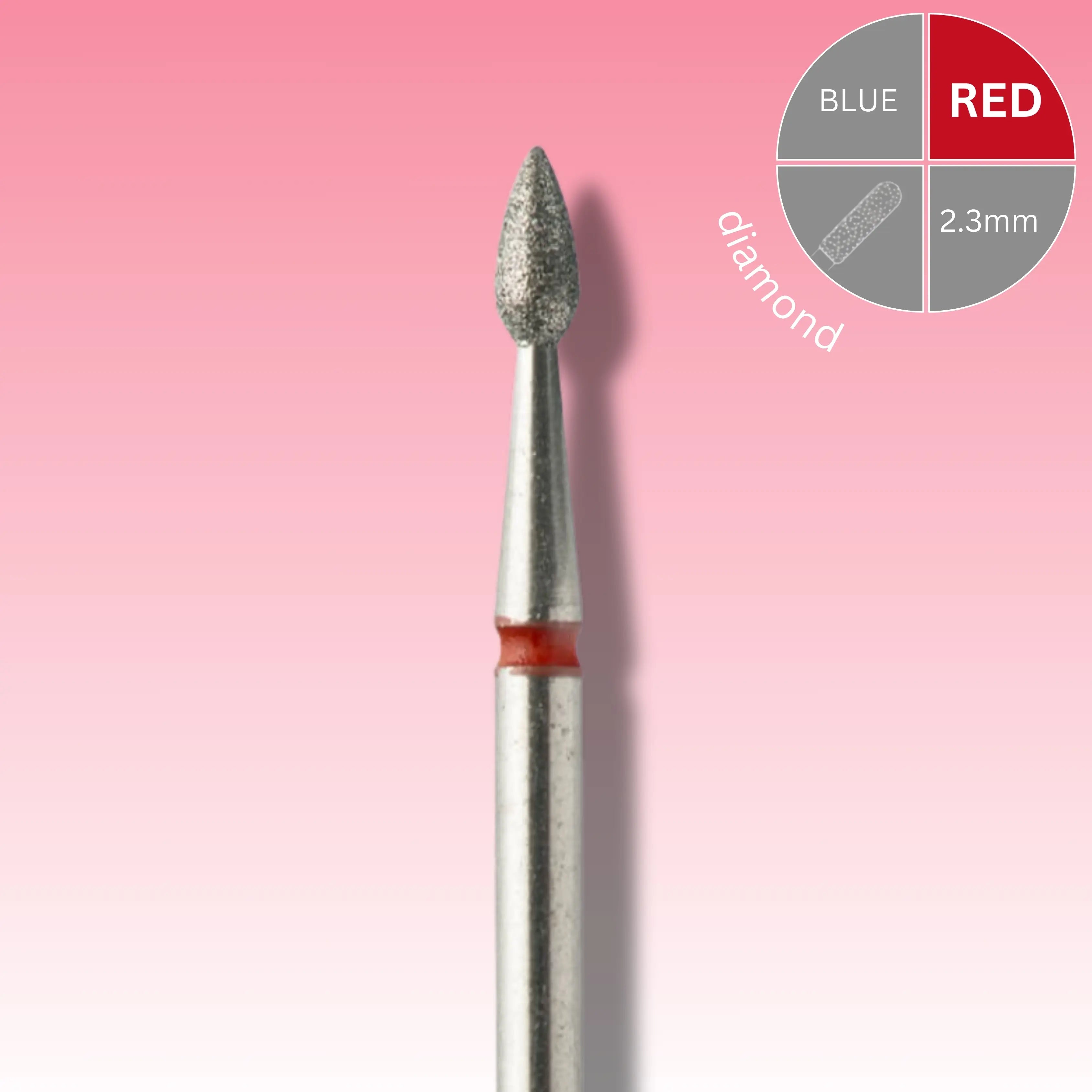 Afilara Diamond Nail Drill Bit - Drop - Red 2.3mm.