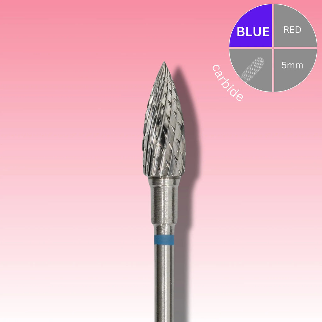 Afilara Carbide Nail Drill Bit - "Sharp Pine Cone" - Blue 5mm.