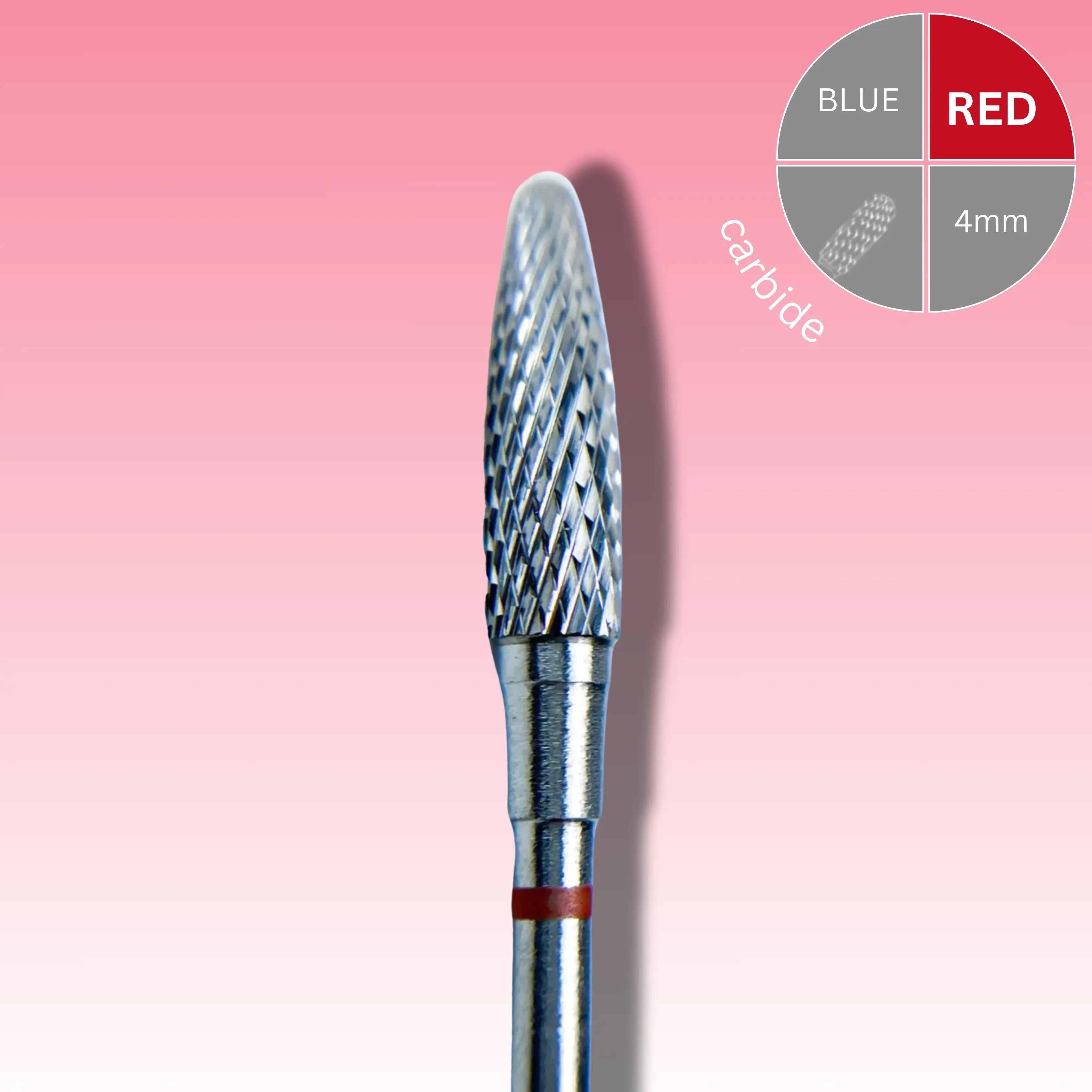 Afilara Carbide Nail Drill Bit - Corn - Red 4mm.