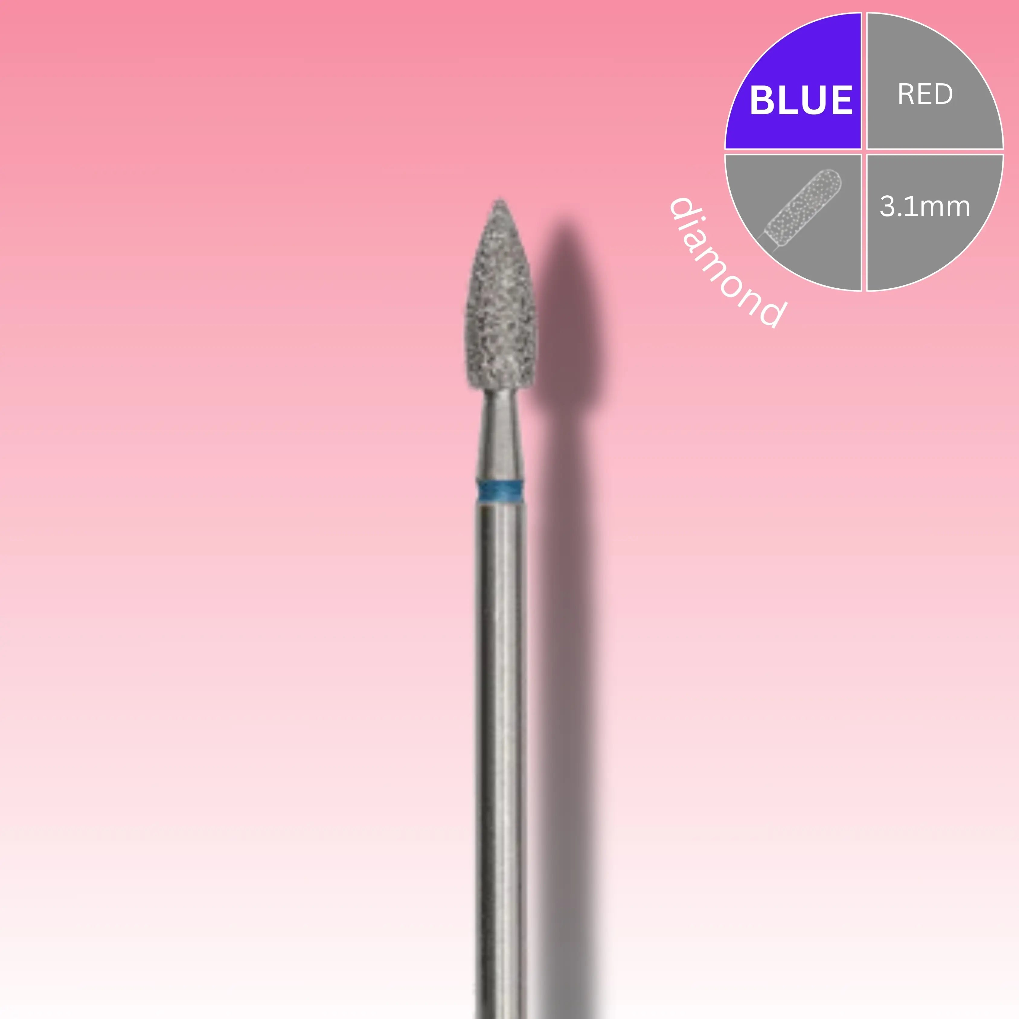 Afilara Diamond Nail Drill Bit - Bullet - Blue 3.1mm.