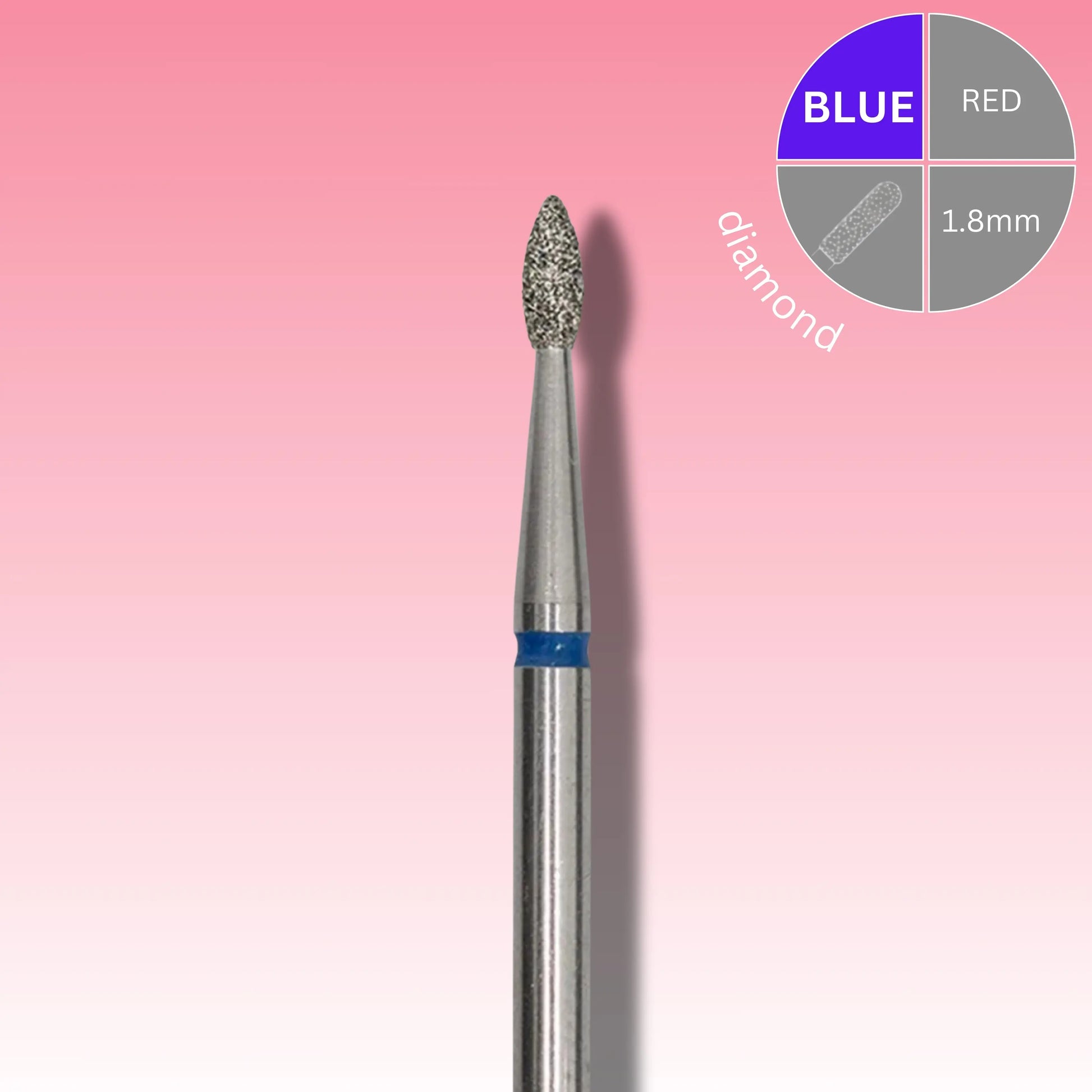 Afilara Diamond Nail Drill Bit - Drop - Blue 1.8mm.