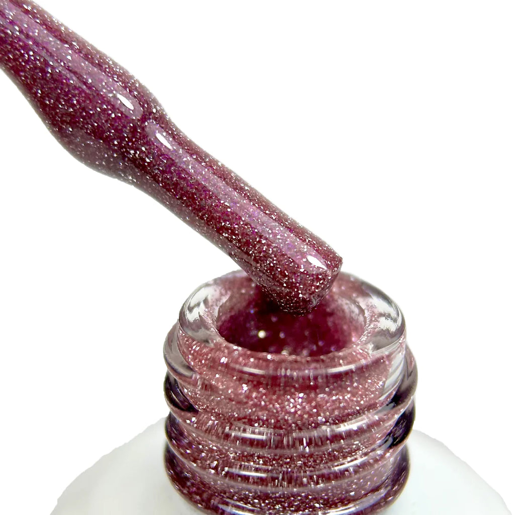 Jelly Gelly Gel Polish Rose Flash 8ml bottle with a light-reflecting rose shade, ideal for a glossy, elegant manicure.