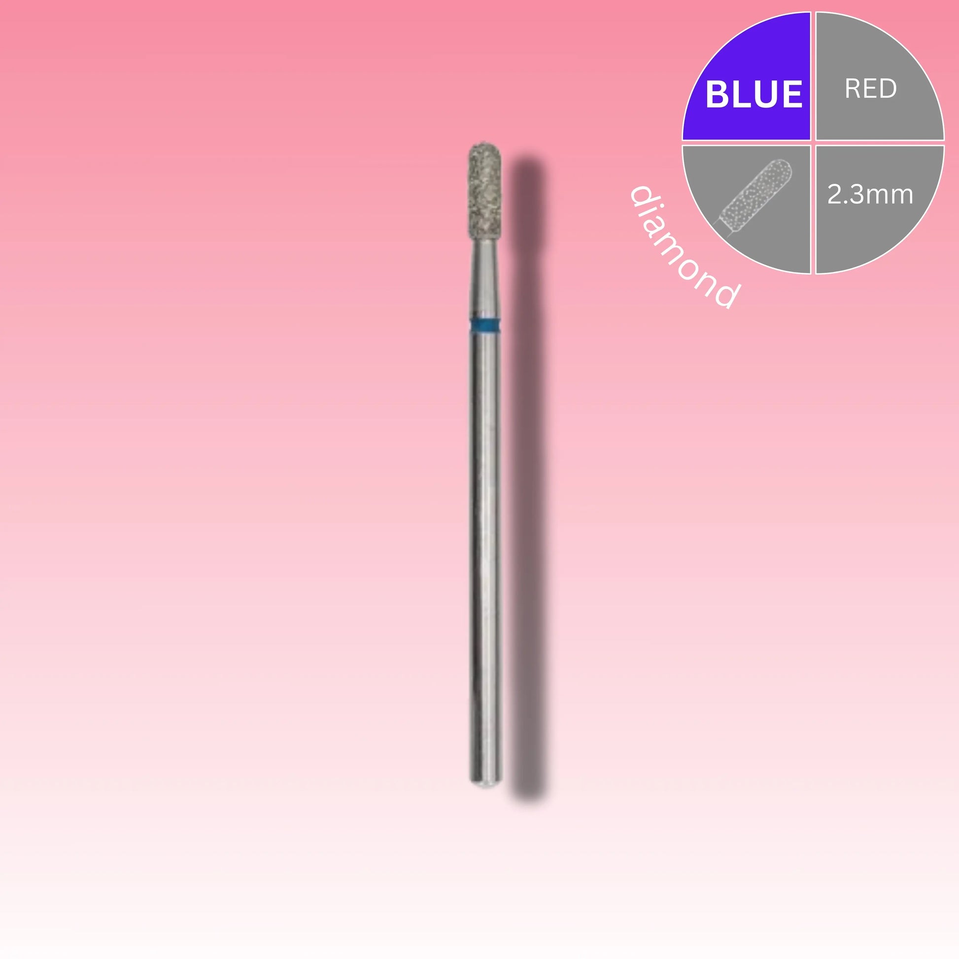 Afilara Diamond Nail Drill Bit - Rounded "Cylinder" - Blue 2.3mm.