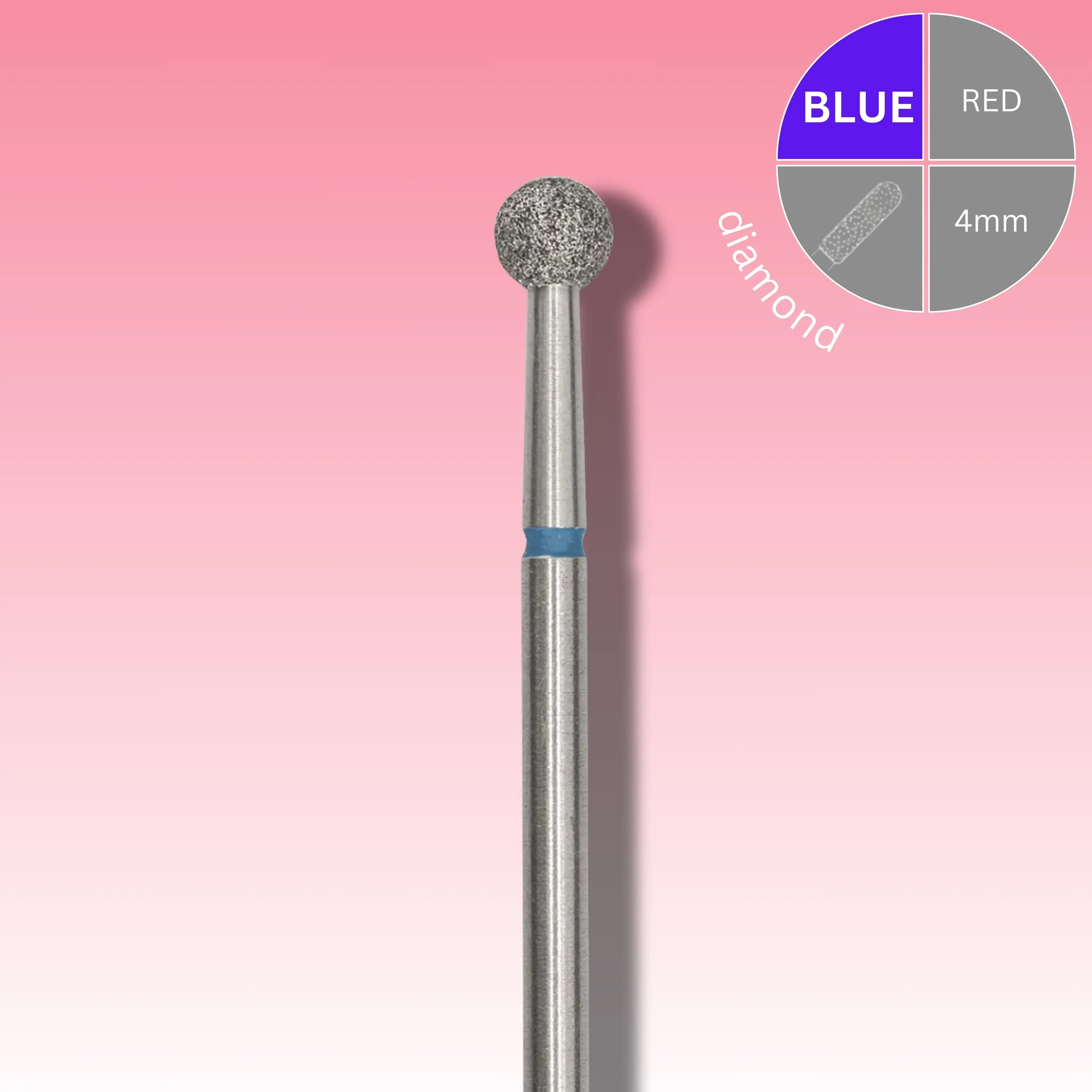 Afilara Diamond Nail Drill Bit - "Ball" - Blue 4mm.