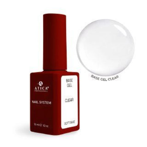 Base Gel Clear soak-off 15ml – Atica cold formula base gel, no burning, flexible, professional long-lasting base for nails