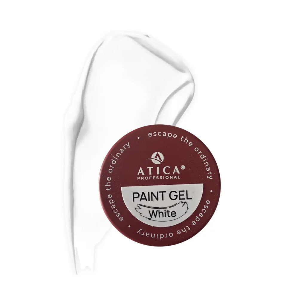 Atica highly pigmented white paint gel for nail art 8ml jar