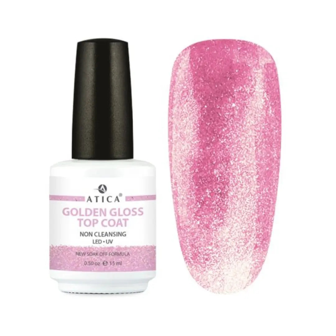 Atica Top Golden Gloss – Non-Cleansing Gold Shimmer Top Coat 15ml