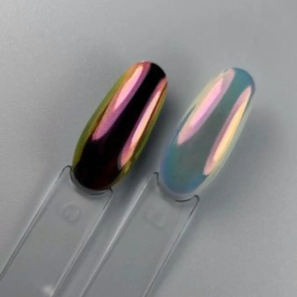 Aurora Chrome Powder 01 – 0.5g ultra-fine chameleon pigment for mirror nail designs and reflective nail art.

