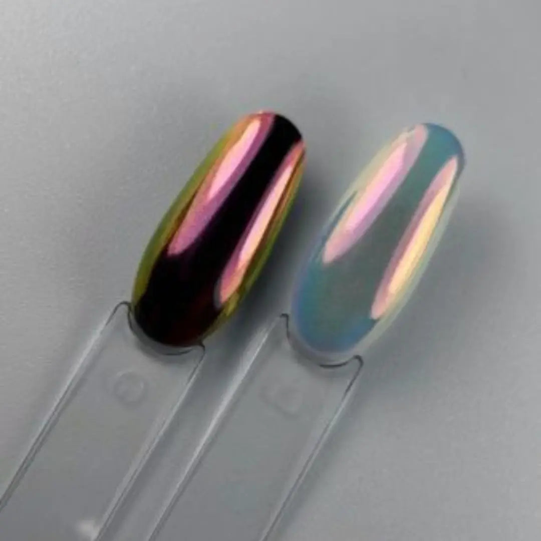 Aurora Chrome Powder 01 – 0.5g ultra-fine chameleon pigment for mirror nail designs and reflective nail art.

