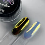 Mirror chrome finish and chameleon shift effect on nail surface