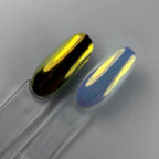 Mirror chrome finish and chameleon shift effect on nail surface