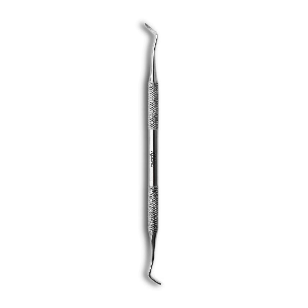 Afilara Professional Double-Sided Pedicure Curette made of stainless steel for callus removal and foot care, designed for precise and comfortable use during at-home pedicures.

